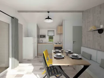 Mietunterkunft - Mobilheim 30M² Komfort (2 Schlafzimmer - 5/7 Personen) + Klimaanlage + Überdachte Terrace - Camping Les Paillotes en Ardèche