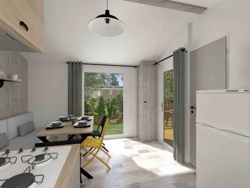 Accommodation - Mobile Home 30M² Comfort (2 Bedrooms - 5 People) + Air Conditioning + Covered Terrace - image n°5 - Camping Les Paillotes en Ardèche