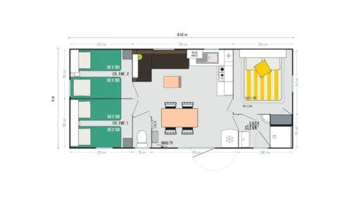 Huuraccommodatie(s) - Stacaravan Super Cordelia Premium Airconditioning 3 Slaapkamers - image n°3 - Camping les Actinidias