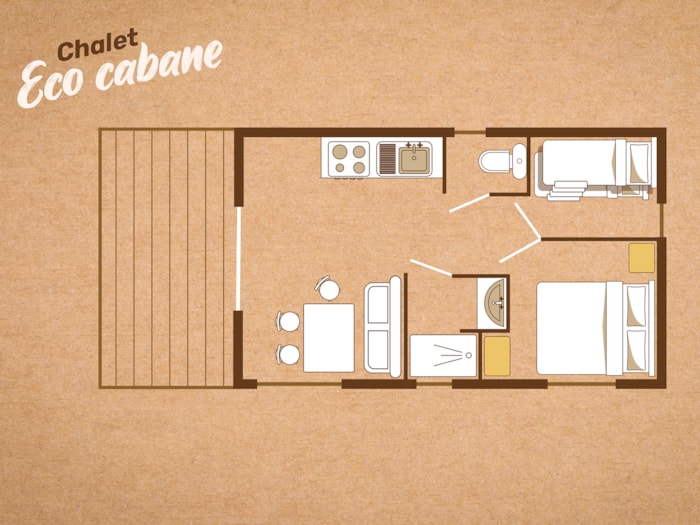 Chalet Bois Confort + 23M² Avec Terrasse - 2 Chambres