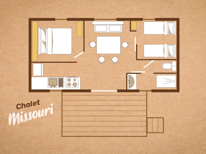 Chalet Bois Confort + 29M² Avec Terrasse Couverte - 2 Chambres