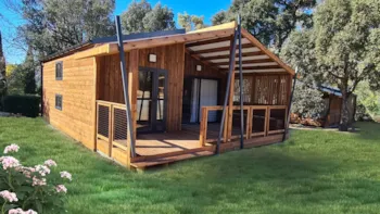 Mietunterkunft - Chalet Ultimate | 35M² | A/C + Tv + Wifi | 3 Bedrooms | Partially Covered Terrace - - Camping Marvilla Parks  - Camping Saint Avit Loisirs