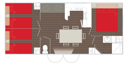 Location - Mobil Home Confort 32M² - 3 Chambres - Camping Les Alizés