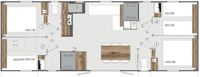 Mobilehome PRESTA + 40m² - 4 bedrooms 2 Bathrooms TV — 8