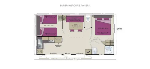 Mietunterkunft - Mobilheim 2 Zimmer Riviera  27,5M² +Klimaanlage - image n°5 - Camping Chadeyron