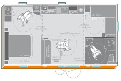 Mobile-home Life Confort 30m² - 2 bedrooms adapted to the people with reduced mobility + air-cond