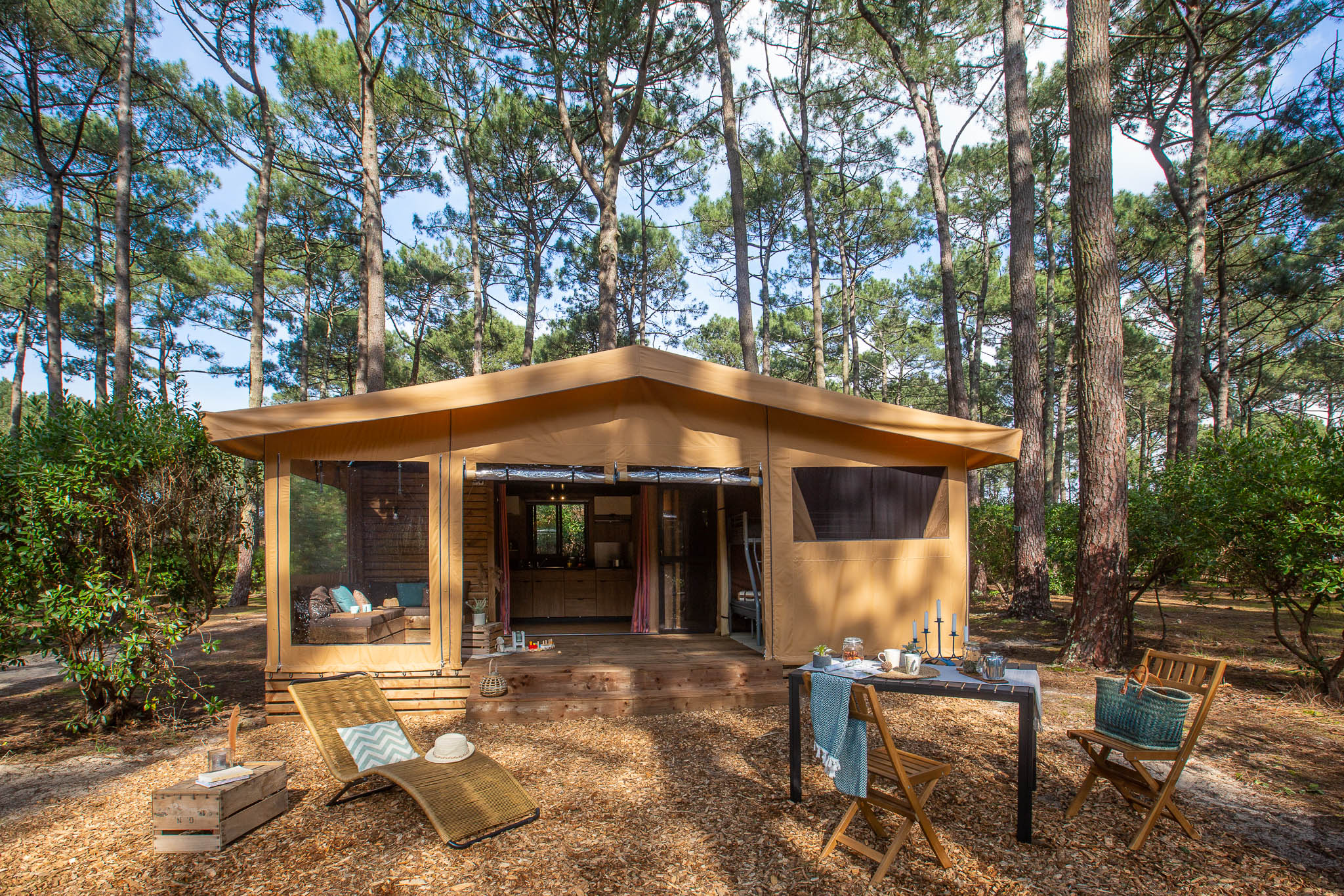 Location - Tente Ciela Nature Lodge - 2 Chambres - Cuisine Équipée - Salle De Bain - Ciela Village Camping le Tedey
