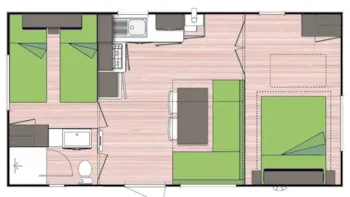 Mietunterkunft - Mobilheim Azur 3M +  Outdoor-Küche + Airco - Camping Leï Suves