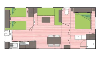 Mietunterkunft - Mobilheim Riviera + Outside Kitchen + Klimaanlage - Camping Leï Suves