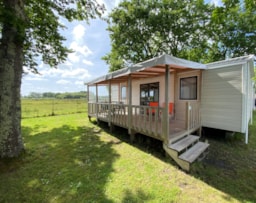 Location - Mobil Home Luxe Vue Prés Salés 32M² - 2 Chambres - Climatisation - Terrasse Couverte - Camping Les Abberts