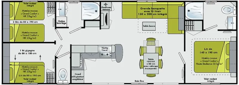 Mobile Home 3 Chambres - 2 Salles De Bain Apollon Riviera 40 M² - Terrasse Couverte De 18 M²