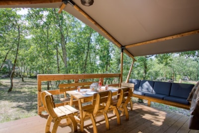 LODGE TENT - 2 bedrooms - Covered terrace with bench seating - No bathroom facilities — 3