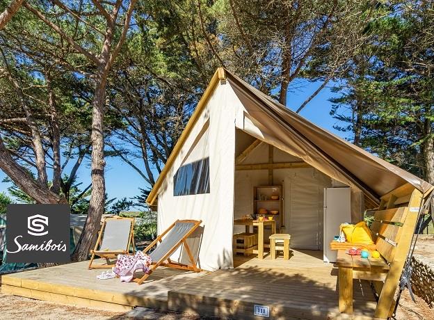 Location - Tente Ecolodge Toile Et Bois 2 Ch. 21M²  Avec Sanitaire - Camping Brin d'Amour