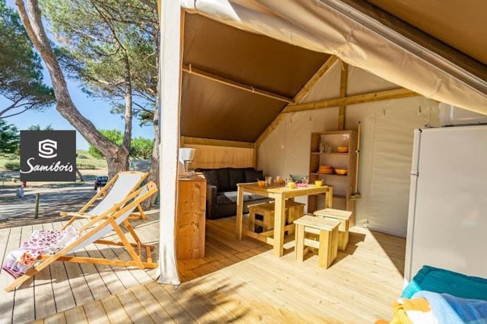 Tente Ecolodge Toile Et Bois 2 Ch. 21M²  Avec Sanitaire