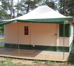 Location - Tente Pagan 25 M2 Avec Sanitaire, Gamme Economique - Camping Brin d'Amour