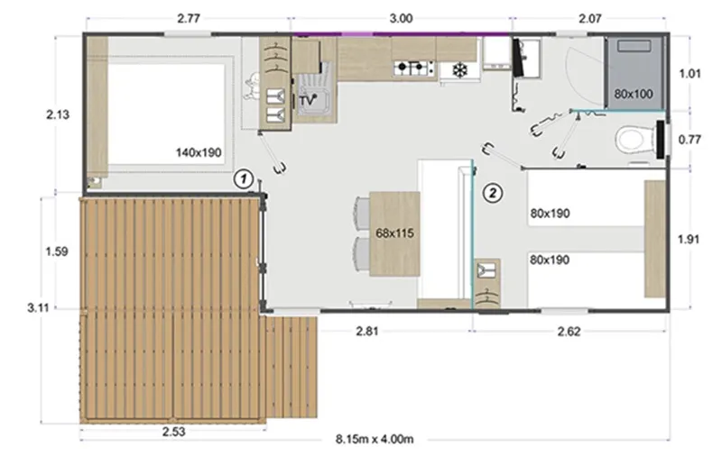 Mobil-Home Lodge, Tv, Animal Non Accepte