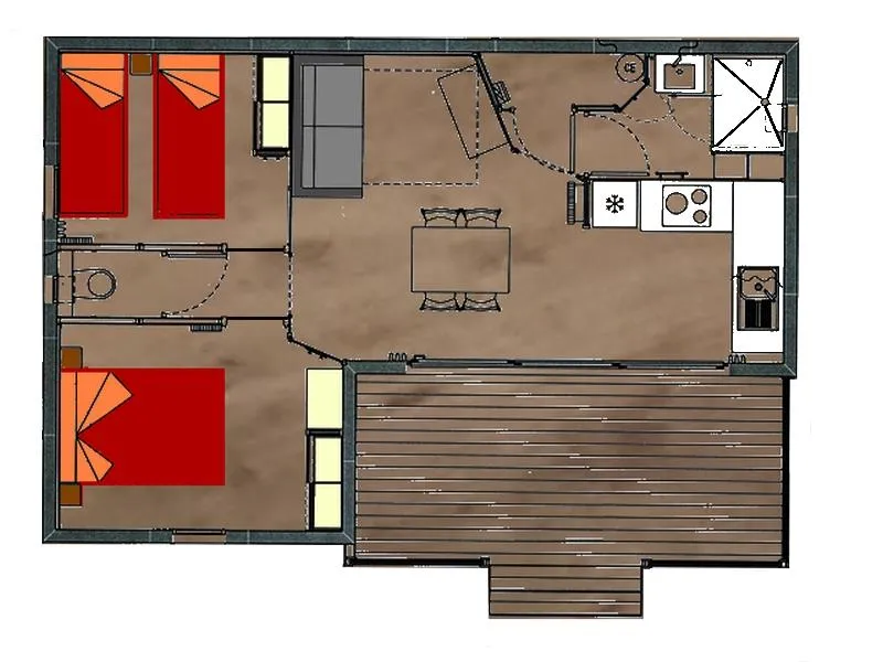 Chalet Serenita 42 M² - Smart Tv - 2 Chambres - Terrasse Couverte 12 M² -