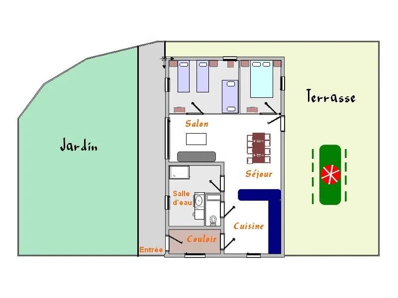 Gîte 9 Personnes Avec Télévision, 2 Chambres, Terrasse, Jardin Privatif Clôturé
