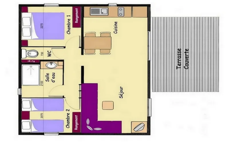 Chalet Charlay 45 M² Avec Télévision - 2 Chambres - Terrasse Couverte