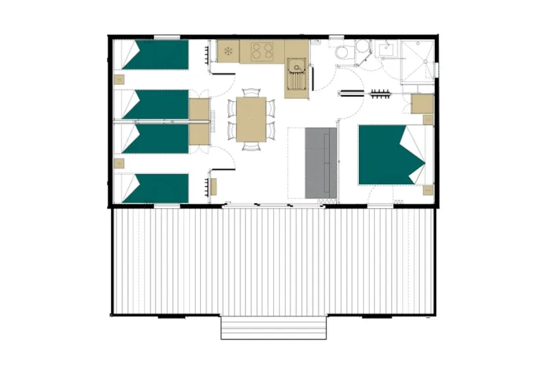 Chalet Felicità 37 M² Avec Télévision 3 Chambres - Terrasse Couverte