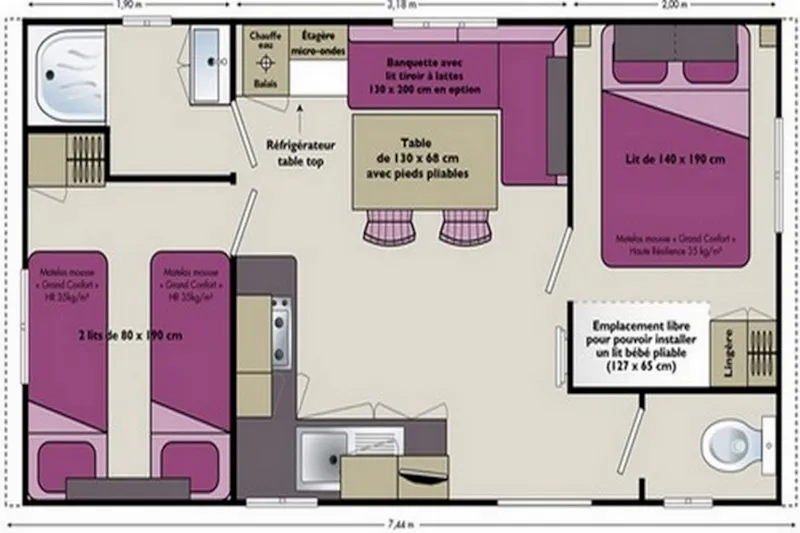 Mobilhome Bambino Avec Télévision - 2 Chambres - Terrasse Couverte -