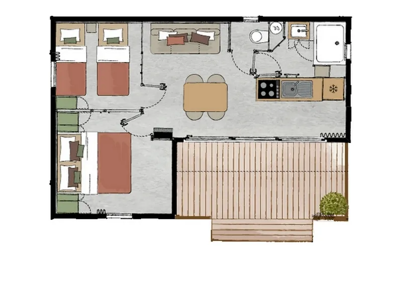 Chalet Nirvana 32 M² Smart Tv - 2 Chambres - Terrasse Couverte