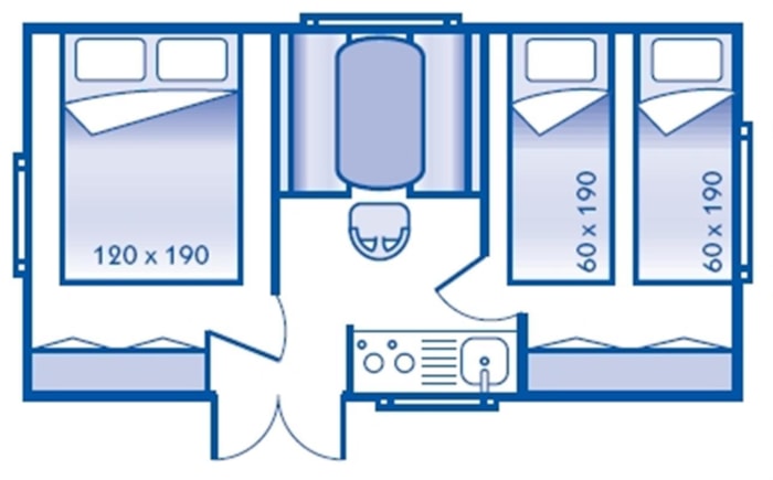 Mobil-Home Pinson 18M², Sans Sanitaire ,2 Ad + 2 Enf
