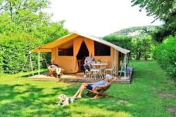 Location - Tente Lodge - 35M² - 2 Chambres - Camping La Rivière
