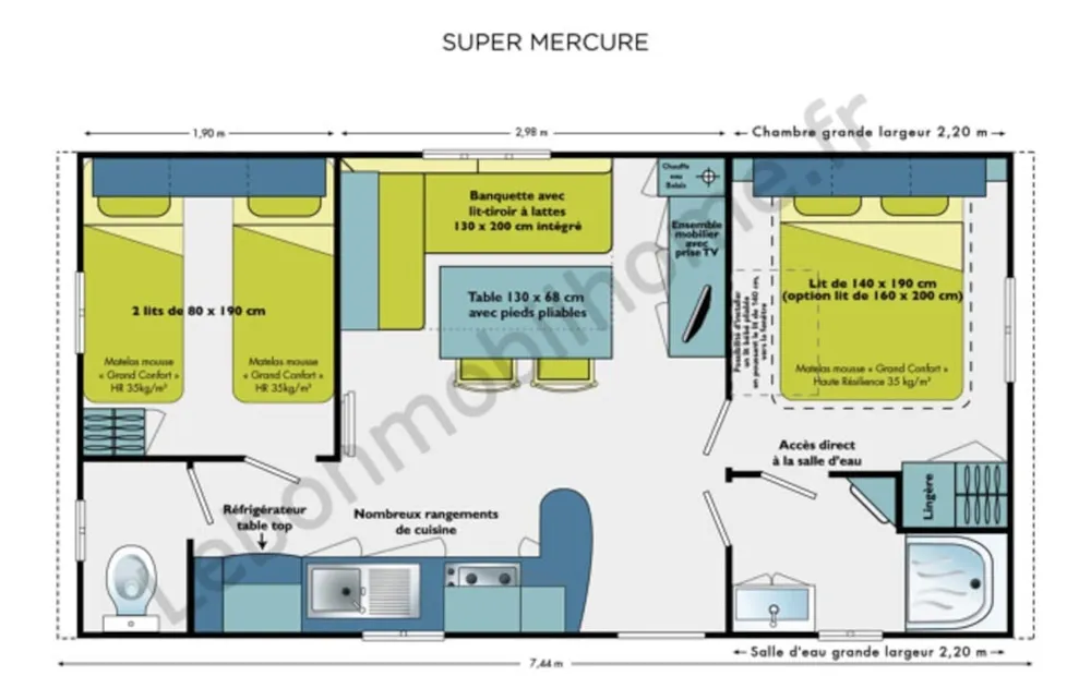 Location - Mobil-Home Grand Confort Terrasse Couverte - Camping les Poutiroux