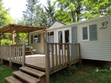 Location - Résidence Mobile Confort Noyers Avec Terrasse Bois Semi-Couverte 18 M² - Camping de la Grande Prade