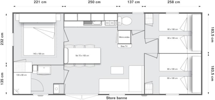 Mobilhome Luxe Bois 3 Chambres - Climatisation - Douche Xxl - Tv Et Barbecue - Terrasse Semi-Couverte