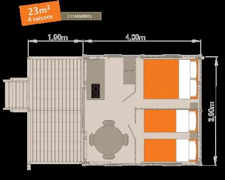 Cabane Lodge 23 M2 Sans Sanitaires - 2 Chambres - Terrasse Avec Plancha