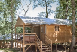 Location - Cabane Lodge 39 M2 Avec Sanitaires - 2 Chambres - Grande Terrasse Avec Plancha - Camping Domaine de Fromengal