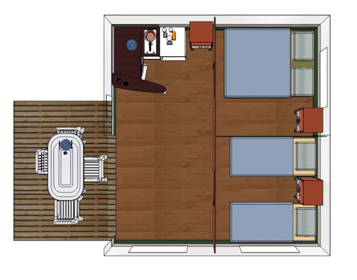 Cyrus Toile 20 M² Sans Sanitaires 2 Chambres 5 Personnes - Terrasse