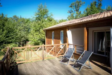 Location - Chalet Prestige 44 M² - Climatisation - Tv Et Barbecue - 3 Chambres - 2 Salles De Bain - Grande Terrasse - Camping Domaine de Fromengal