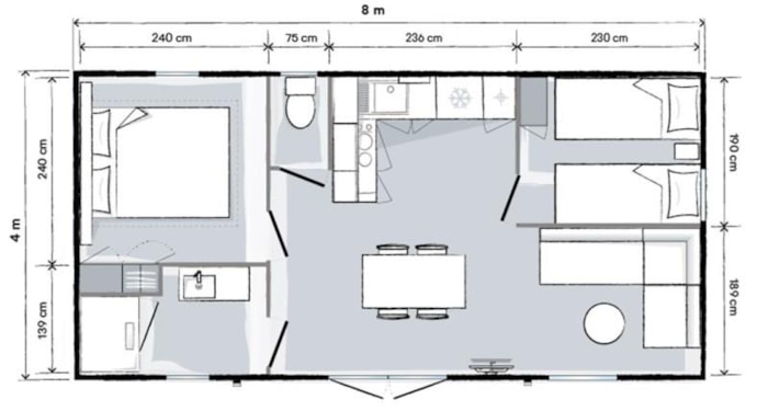 Mobilhome Evasion 30 M2 - 2 Chambres - Terrasse Semi-Couverte - Tv