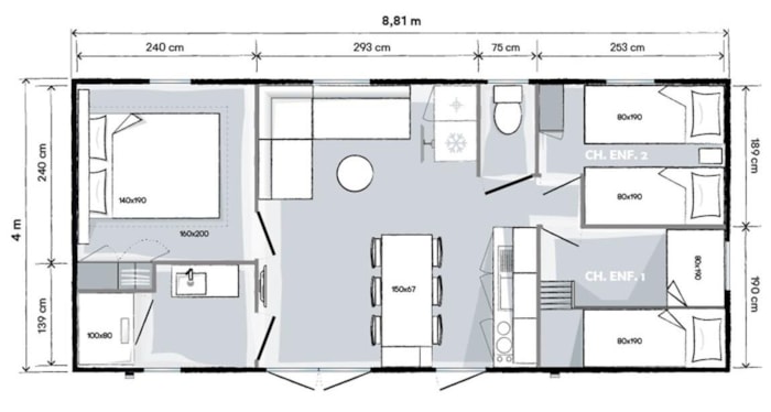 Mobilhome Premium 33 M2 - 3 Chambres - Terrasse Semi-Couverte - Nouveaute