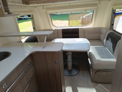 Caravan with awning
