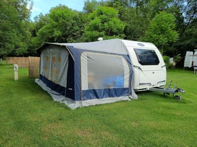 Caravan with awning