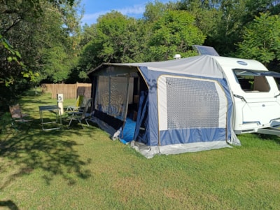 Caravan with awning