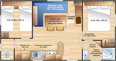 Lilas Grand Comfort Mobile Home 28m² 2 bedrooms - Arrival on Sundays in July and August