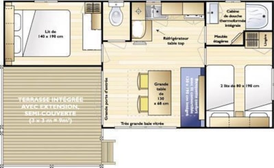 Grand Comfort Loggia Mobile Home, 32 m², 2 bedrooms - Arrival on Saturdays in July and August