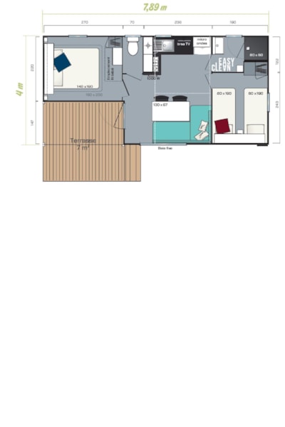 Premium Loggia Mobile Home 32m² 2 bedrooms - Arrival on Saturdays in July and August