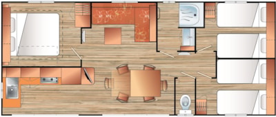Grand Confort Riviera mobile home, 35 m², 3 bedrooms - Arrival on Saturdays in July and August