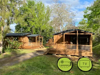 Mietunterkunft - Mittelalterliches Chalet – Tv -  Klimaanlage – 37 M² Mit Halbüberdachter Terrasse – 2 Schlafzimmer - Camping les Pialades