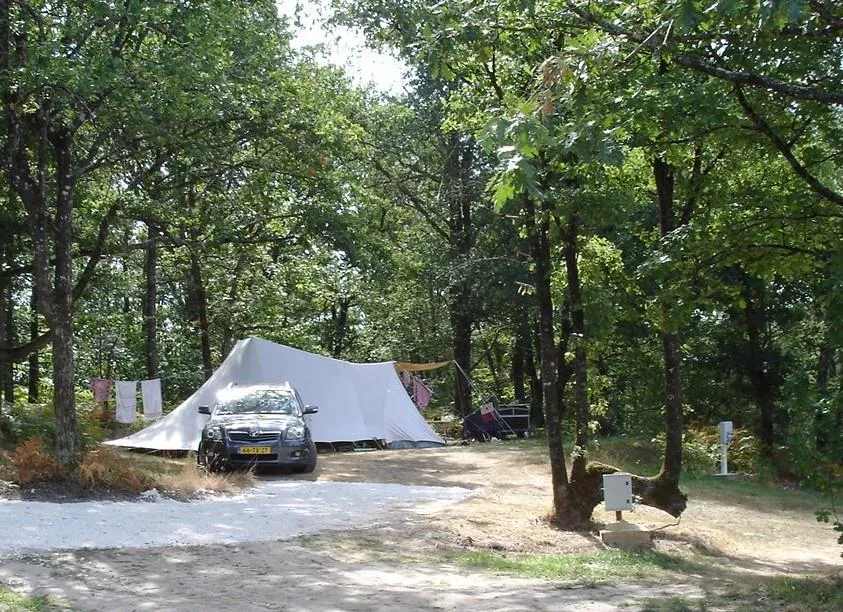 Rustige XL Kampeerplaats Sémillion met schaduw - in het bos, alleen voor caravan of tent, 100 tot 120 m², elektriciteit inbegrepen