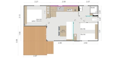 Premium Lodge cottage with lake view, TV, air conditioning, covered terrace