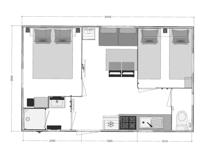 Mobil-Home Bikini - 2 Chambres - Tv - 23M²