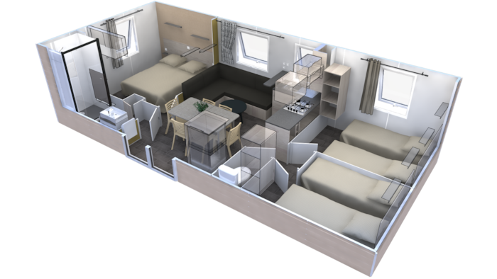 Mobil-Home Confort - 3 Chambres - Tv - 33M²