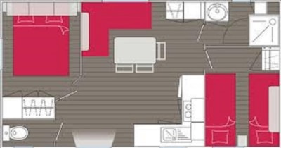 Comfort Mobile Home - 2 bedrooms - TV - Semi-covered wooden deck - 28m² — 9
